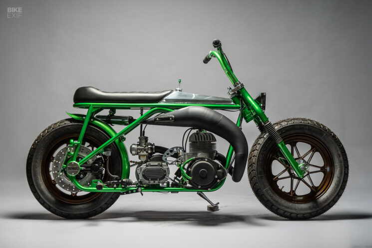 An overgrown mini-bike with a Yamaha snowmobile engine by MotoRelic